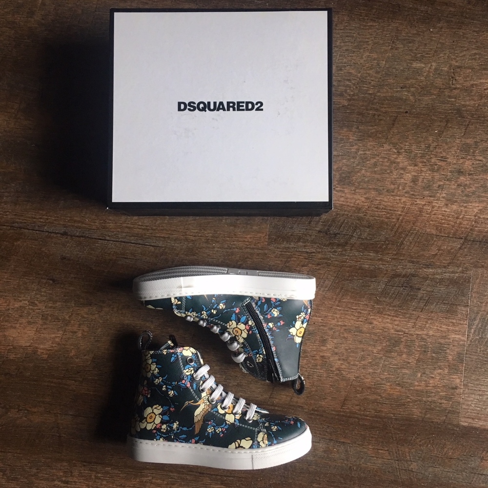 Dsquared2 Floral Flower Sneakers Leather Dsquared